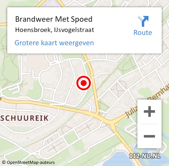 Locatie op kaart van de 112 melding: Brandweer Met Spoed Naar Hoensbroek, IJsvogelstraat op 24 juni 2016 11:34