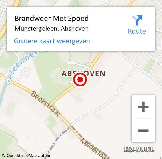 Locatie op kaart van de 112 melding: Brandweer Met Spoed Naar Munstergeleen, Abshoven op 24 juni 2016 12:24