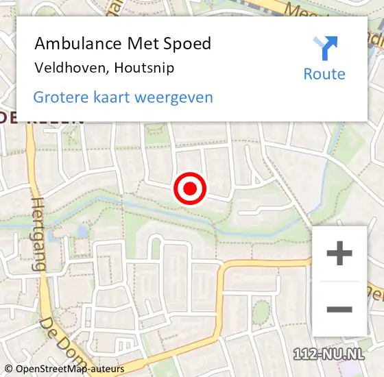 Locatie op kaart van de 112 melding: Ambulance Met Spoed Naar Veldhoven, Houtsnip op 24 juni 2016 13:15