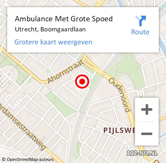 Locatie op kaart van de 112 melding: Ambulance Met Grote Spoed Naar Utrecht, Boomgaardlaan op 24 juni 2016 13:19