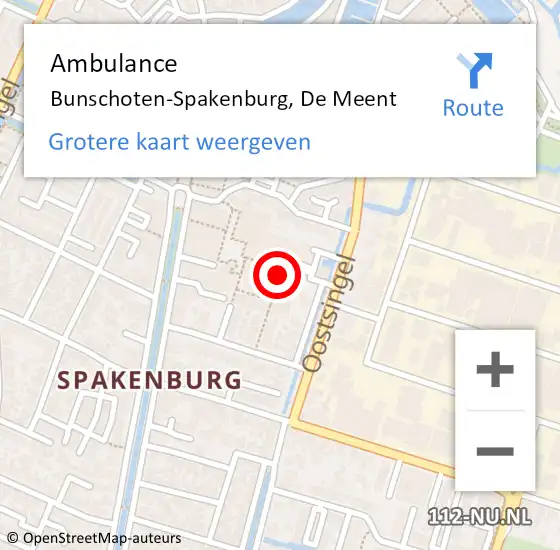 Locatie op kaart van de 112 melding: Ambulance Bunschoten-Spakenburg, De Meent op 24 juni 2016 13:22