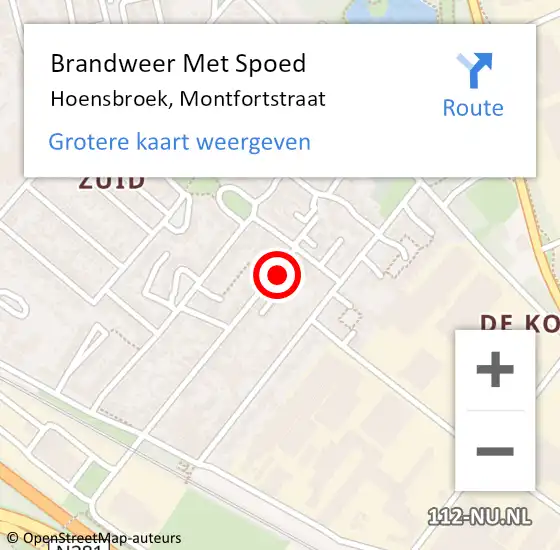 Locatie op kaart van de 112 melding: Brandweer Met Spoed Naar Hoensbroek, Montfortstraat op 24 juni 2016 13:28