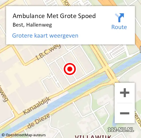 Locatie op kaart van de 112 melding: Ambulance Met Grote Spoed Naar Best, Hallenweg op 24 juni 2016 13:34