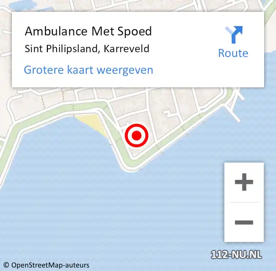 Locatie op kaart van de 112 melding: Ambulance Met Spoed Naar Sint Philipsland, Karreveld op 24 juni 2016 13:53