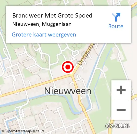 Locatie op kaart van de 112 melding: Brandweer Met Grote Spoed Naar Nieuwveen, Muggenlaan op 24 juni 2016 13:58