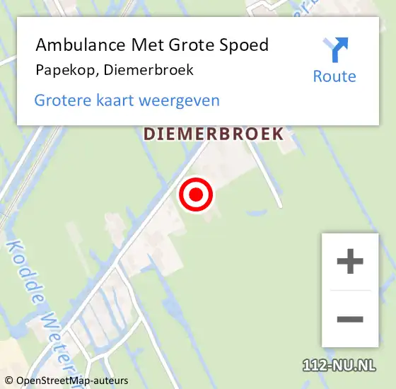 Locatie op kaart van de 112 melding: Ambulance Met Grote Spoed Naar Papekop, Diemerbroek op 24 juni 2016 14:16