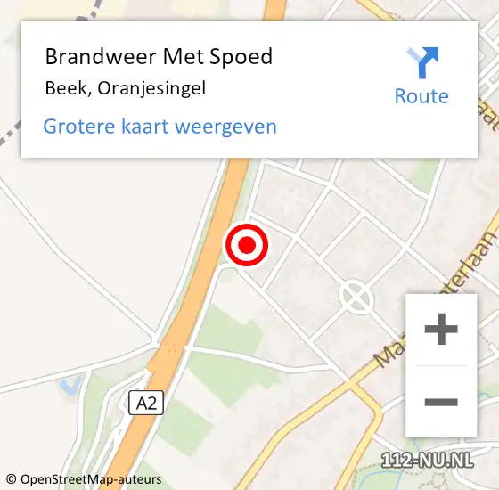 Locatie op kaart van de 112 melding: Brandweer Met Spoed Naar Beek, Oranjesingel op 24 juni 2016 14:38