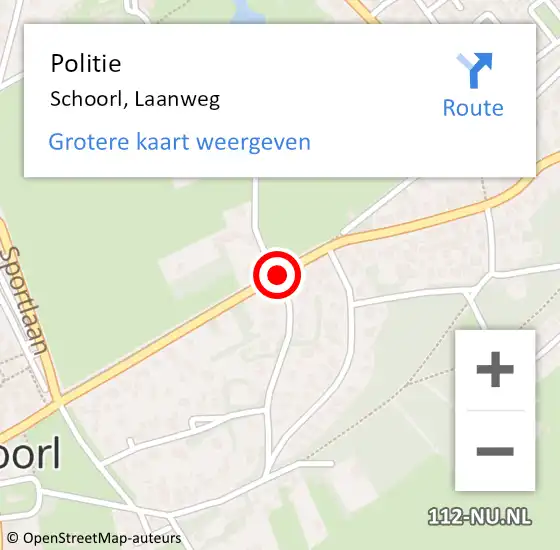 Locatie op kaart van de 112 melding: Politie Schoorl, Laanweg op 24 juni 2016 14:42