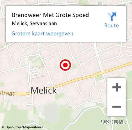 Locatie op kaart van de 112 melding: Brandweer Met Grote Spoed Naar Melick, Servaaslaan op 24 juni 2016 14:45