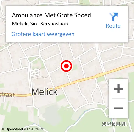 Locatie op kaart van de 112 melding: Ambulance Met Grote Spoed Naar Melick, Sint Servaaslaan op 24 juni 2016 14:48