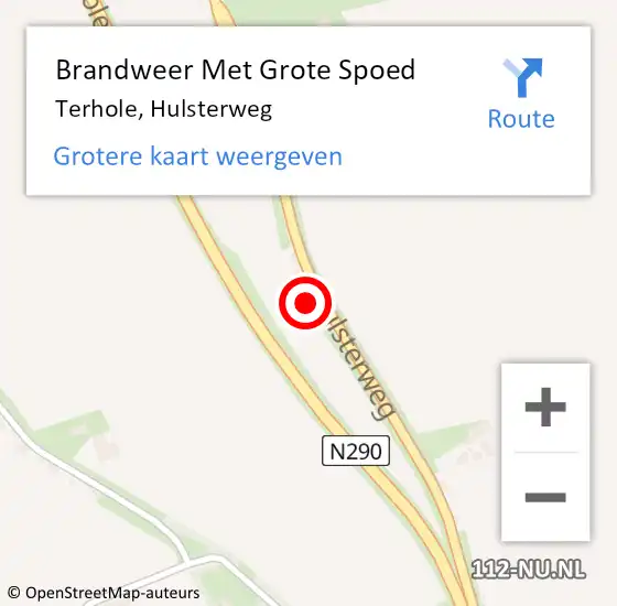 Locatie op kaart van de 112 melding: Brandweer Met Grote Spoed Naar Terhole, Hulsterweg op 24 juni 2016 15:03