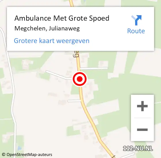 Locatie op kaart van de 112 melding: Ambulance Met Grote Spoed Naar Megchelen, Julianaweg op 24 juni 2016 15:08