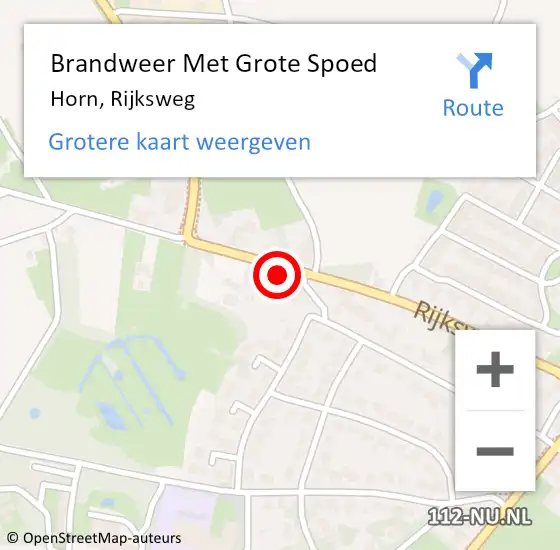 Locatie op kaart van de 112 melding: Brandweer Met Grote Spoed Naar Horn, Rijksweg op 24 juni 2016 15:17