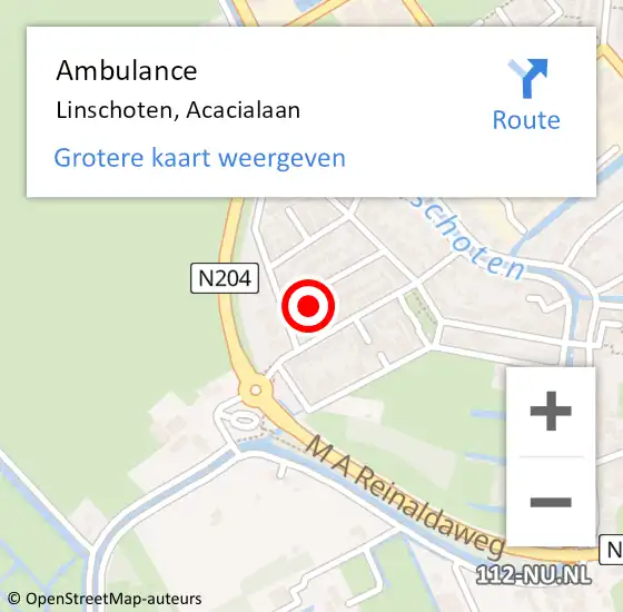 Locatie op kaart van de 112 melding: Ambulance Linschoten, Acacialaan op 24 juni 2016 15:39