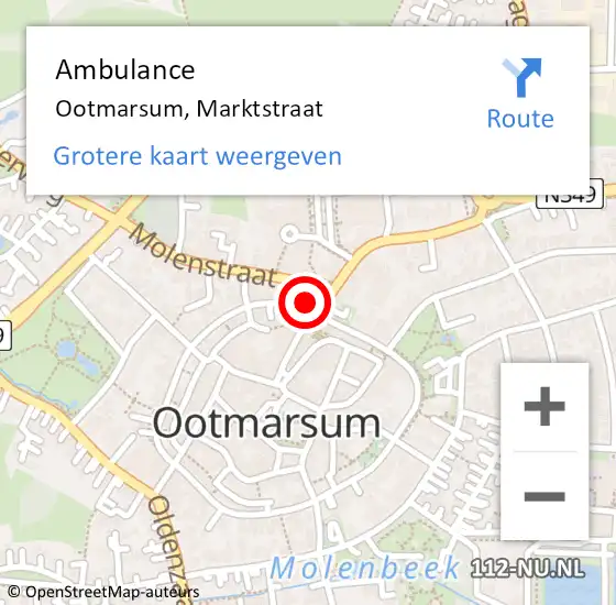 Locatie op kaart van de 112 melding: Ambulance Ootmarsum, Marktstraat op 24 juni 2016 15:42