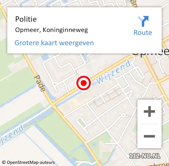 Locatie op kaart van de 112 melding: Politie Opmeer, Koninginneweg op 24 juni 2016 15:58