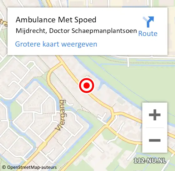 Locatie op kaart van de 112 melding: Ambulance Met Spoed Naar Mijdrecht, Doctor Schaepmanplantsoen op 24 juni 2016 16:01