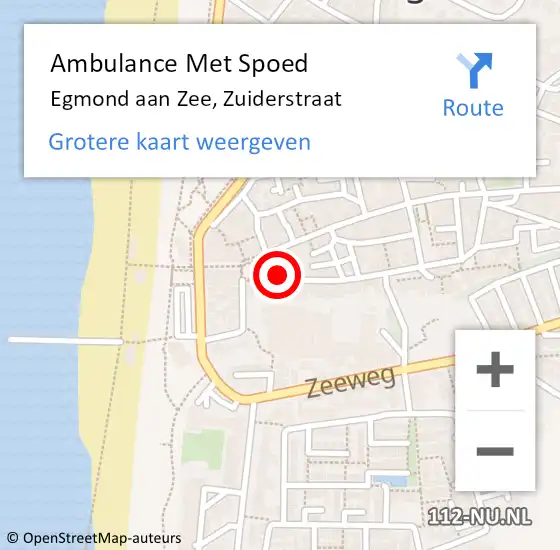 Locatie op kaart van de 112 melding: Ambulance Met Spoed Naar Egmond aan Zee, Zuiderstraat op 24 juni 2016 16:08