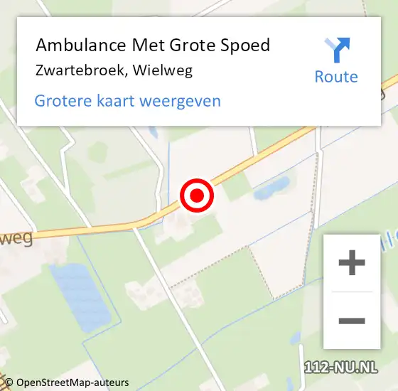 Locatie op kaart van de 112 melding: Ambulance Met Grote Spoed Naar Zwartebroek, Wielweg op 24 juni 2016 16:46