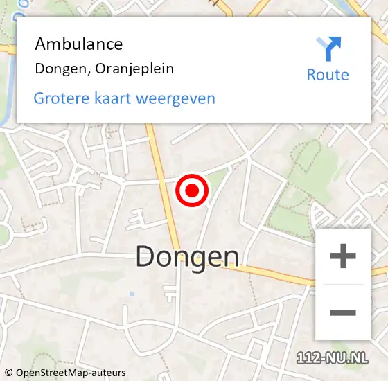 Locatie op kaart van de 112 melding: Ambulance Dongen, Oranjeplein op 24 juni 2016 16:48