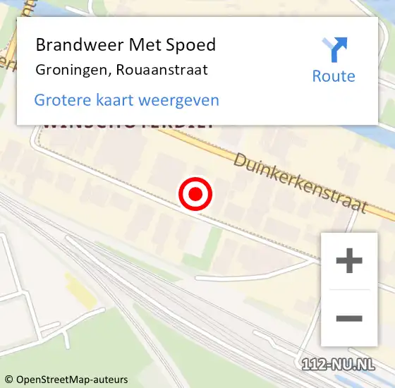 Locatie op kaart van de 112 melding: Brandweer Met Spoed Naar Groningen, Rouaanstraat op 24 juni 2016 17:08