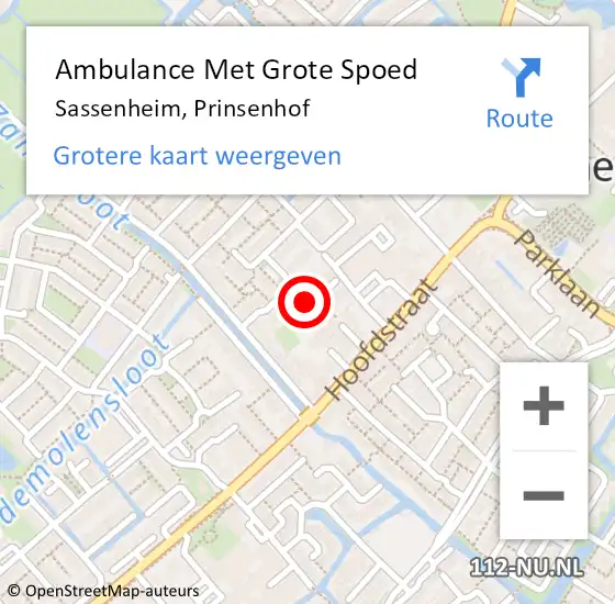 Locatie op kaart van de 112 melding: Ambulance Met Grote Spoed Naar Sassenheim, Prinsenhof op 24 juni 2016 17:34