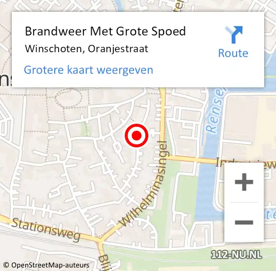 Locatie op kaart van de 112 melding: Brandweer Met Grote Spoed Naar Winschoten, Oranjestraat op 24 juni 2016 17:47