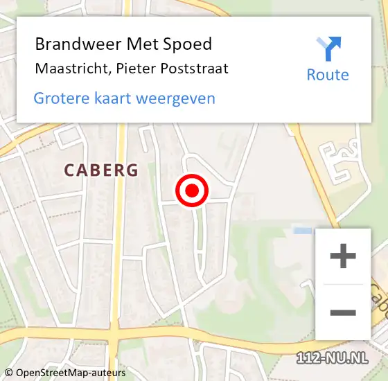 Locatie op kaart van de 112 melding: Brandweer Met Spoed Naar Maastricht, Pieter Poststraat op 24 juni 2016 18:13