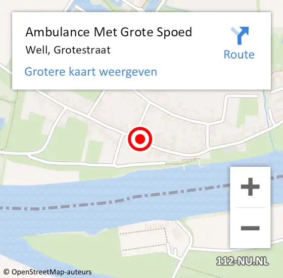 Locatie op kaart van de 112 melding: Ambulance Met Grote Spoed Naar Well, Grotestraat op 24 juni 2016 18:31