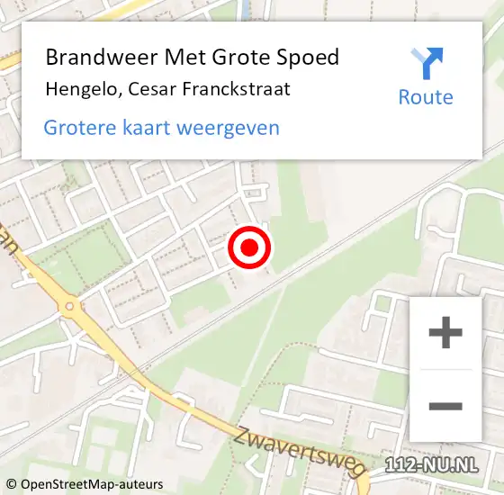 Locatie op kaart van de 112 melding: Brandweer Met Grote Spoed Naar Hengelo, Cesar Franckstraat op 24 juni 2016 18:53