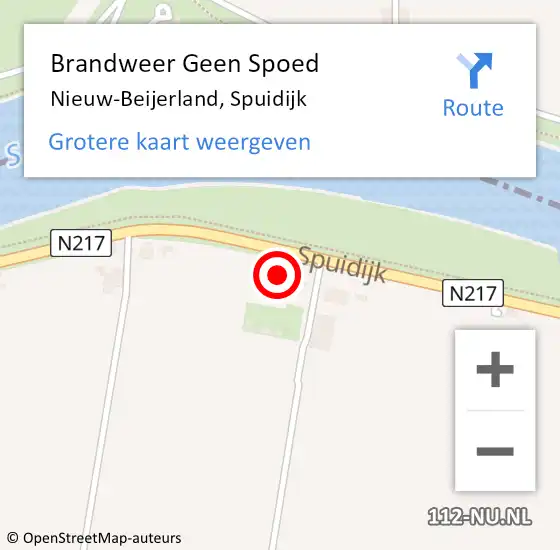 Locatie op kaart van de 112 melding: Brandweer Geen Spoed Naar Nieuw-Beijerland, Spuidijk op 24 juni 2016 20:02