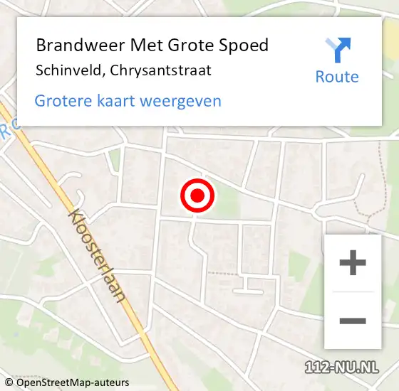 Locatie op kaart van de 112 melding: Brandweer Met Grote Spoed Naar Schinveld, Chrysantstraat op 24 juni 2016 20:08