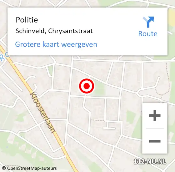 Locatie op kaart van de 112 melding: Politie Schinveld, Chrysantstraat op 24 juni 2016 20:13