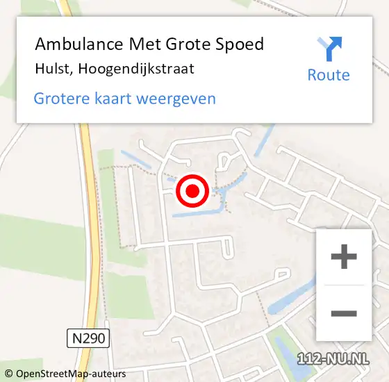 Locatie op kaart van de 112 melding: Ambulance Met Grote Spoed Naar Hulst, Hoogendijkstraat op 24 juni 2016 21:21