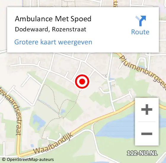 Locatie op kaart van de 112 melding: Ambulance Met Spoed Naar Dodewaard, Rozenstraat op 24 juni 2016 22:24