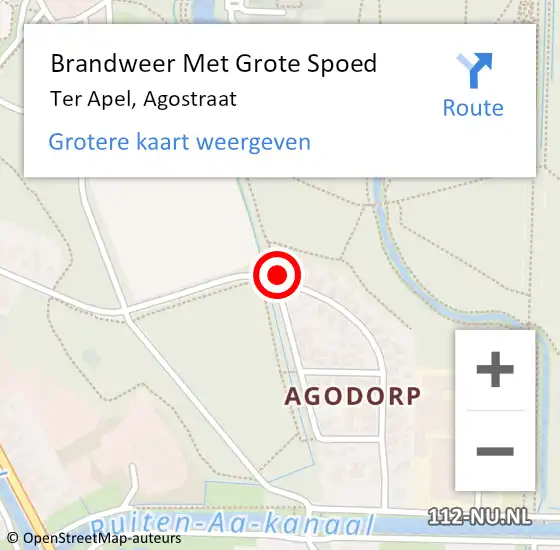 Locatie op kaart van de 112 melding: Brandweer Met Grote Spoed Naar Ter Apel, Agostraat op 24 juni 2016 22:26