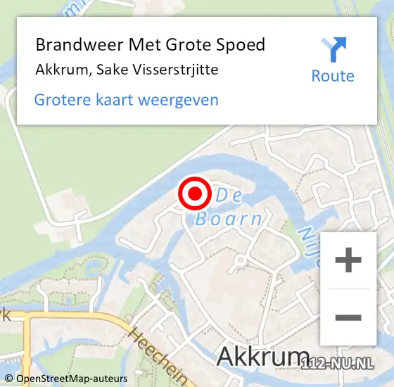 Locatie op kaart van de 112 melding: Brandweer Met Grote Spoed Naar Akkrum, Sake Visserstrjitte op 24 juni 2016 22:38