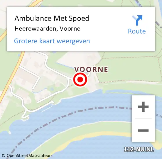 Locatie op kaart van de 112 melding: Ambulance Met Spoed Naar Heerewaarden, Voorne op 24 juni 2016 22:57