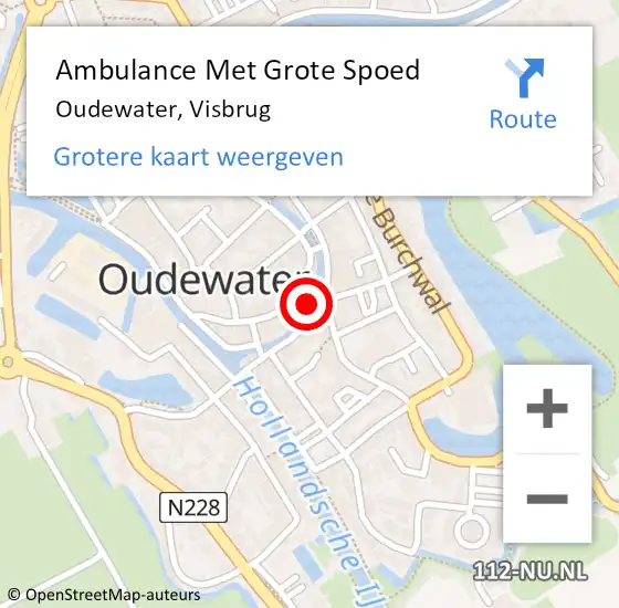 Locatie op kaart van de 112 melding: Ambulance Met Grote Spoed Naar Oudewater, Visbrug op 24 juni 2016 23:08