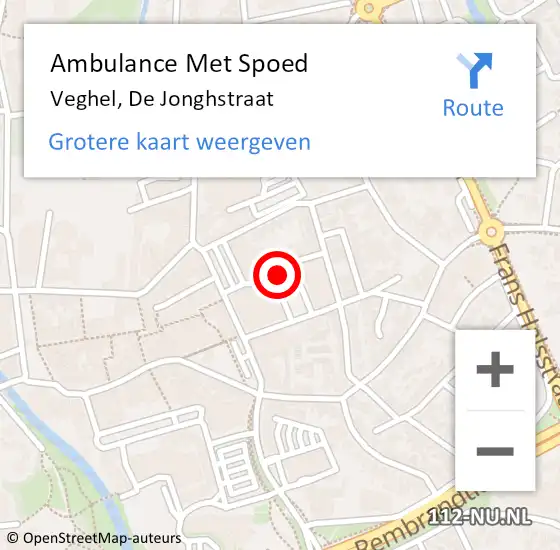 Locatie op kaart van de 112 melding: Ambulance Met Spoed Naar Veghel, De Jonghstraat op 24 juni 2016 23:27