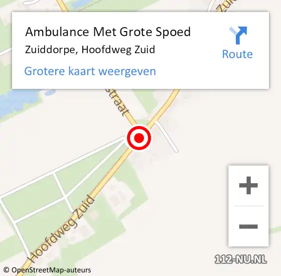 Locatie op kaart van de 112 melding: Ambulance Met Grote Spoed Naar Zuiddorpe, Hoofdweg Zuid op 25 juni 2016 00:12