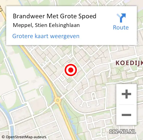 Locatie op kaart van de 112 melding: Brandweer Met Grote Spoed Naar Meppel, Stien Eelsinghlaan op 25 juni 2016 00:15