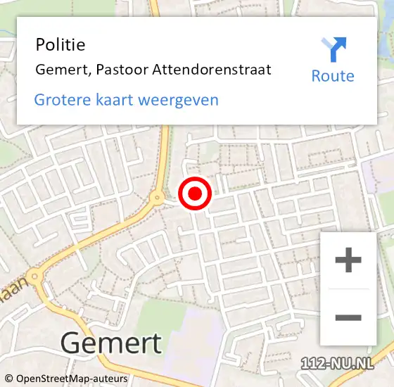 Locatie op kaart van de 112 melding: Politie Gemert, Pastoor Attendorenstraat op 25 juni 2016 00:48