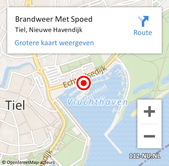 Locatie op kaart van de 112 melding: Brandweer Met Spoed Naar Tiel, Nieuwe Havendijk op 25 juni 2016 01:09