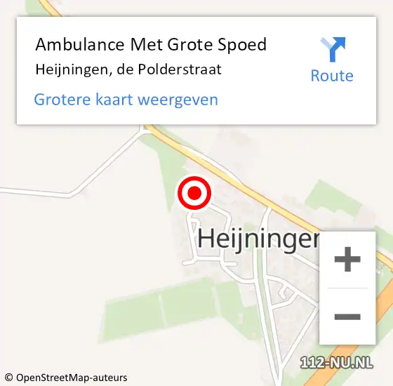 Locatie op kaart van de 112 melding: Ambulance Met Grote Spoed Naar Heijningen, de Polderstraat op 25 juni 2016 01:50