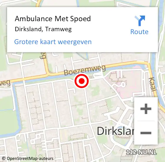 Locatie op kaart van de 112 melding: Ambulance Met Spoed Naar Dirksland, Tramweg op 25 juni 2016 04:05