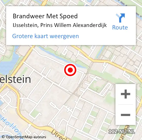 Locatie op kaart van de 112 melding: Brandweer Met Spoed Naar IJsselstein, Prins Willem Alexanderdijk op 25 juni 2016 05:17