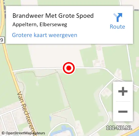 Locatie op kaart van de 112 melding: Brandweer Met Grote Spoed Naar Appeltern, Elberseweg op 25 juni 2016 05:56