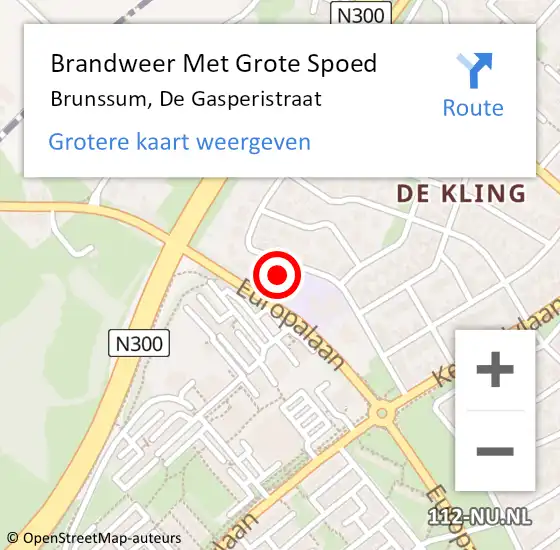 Locatie op kaart van de 112 melding: Brandweer Met Grote Spoed Naar Brunssum, De Gasperistraat op 25 juni 2016 08:52