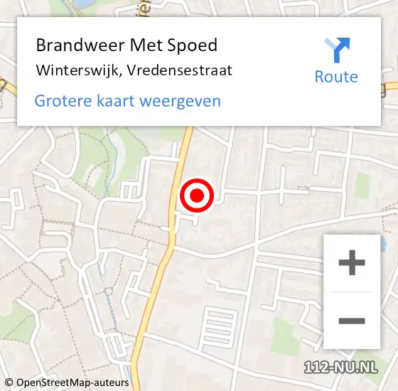 Locatie op kaart van de 112 melding: Brandweer Met Spoed Naar Winterswijk, Vredensestraat op 25 juni 2016 09:32